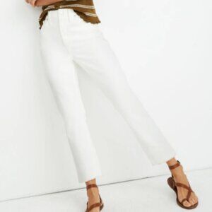 Madewell High-Rise Slim Boyjean Crop Straight Leg Jeans in Tile White Size 26